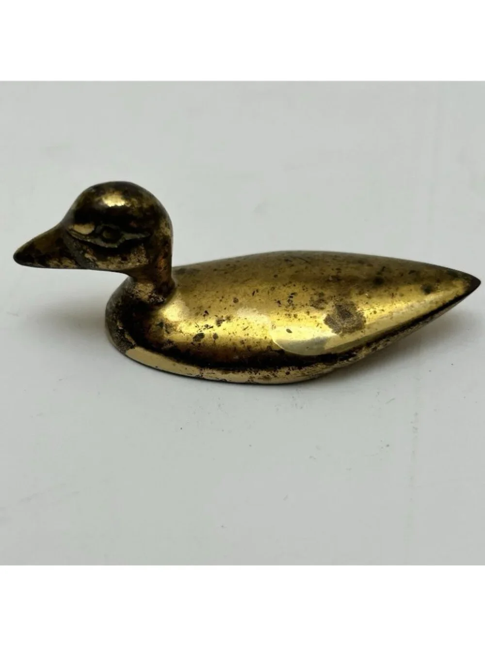 Vintage Solid Brass Mini Duck MCM Mid Century Modern Figurine Minimalist Decor